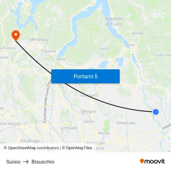 Suisio to Bisuschio map