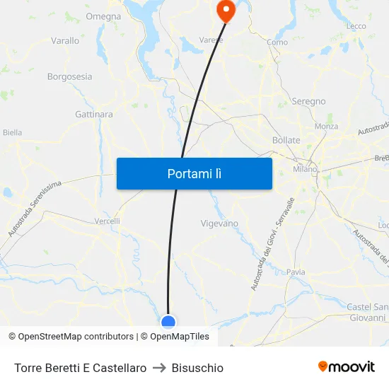 Torre Beretti E Castellaro to Bisuschio map