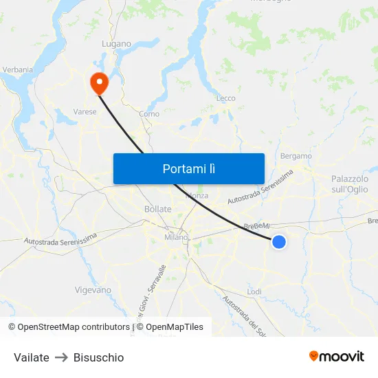Vailate to Bisuschio map