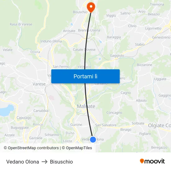 Vedano Olona to Bisuschio map