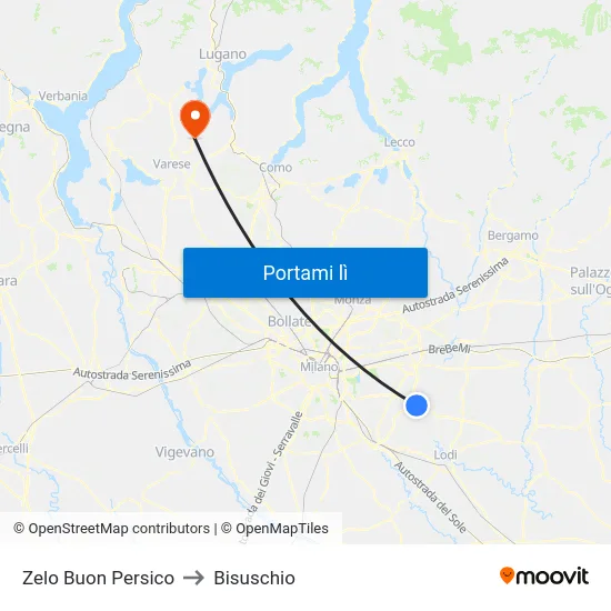 Zelo Buon Persico to Bisuschio map