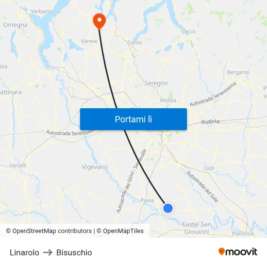 Linarolo to Bisuschio map