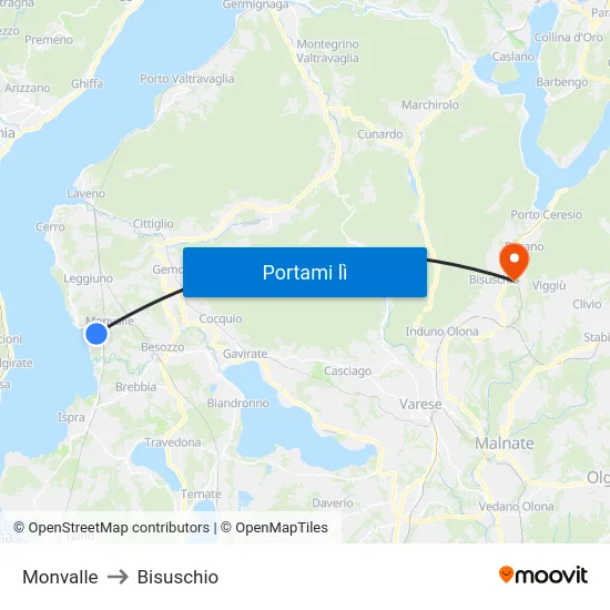 Monvalle to Bisuschio map