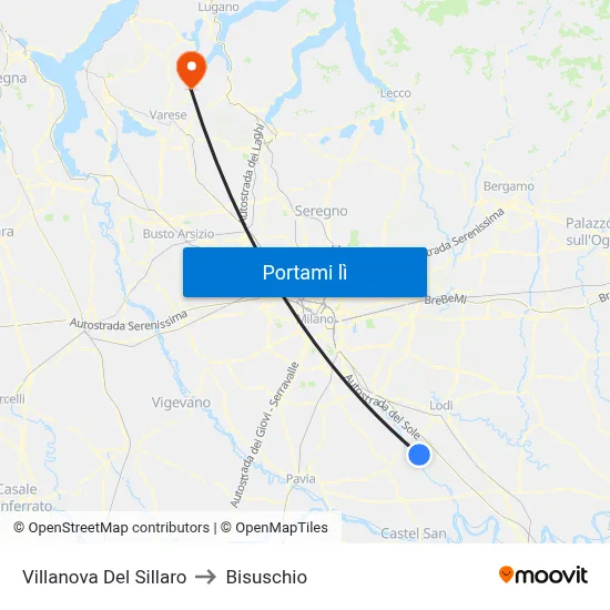 Villanova Del Sillaro to Bisuschio map