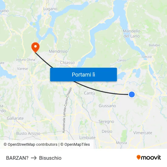 BARZAN? to Bisuschio map