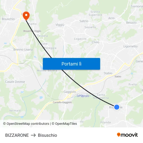 BIZZARONE to Bisuschio map