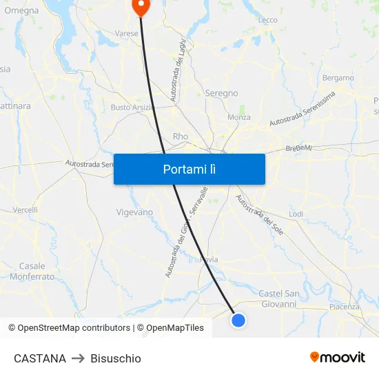 CASTANA to Bisuschio map