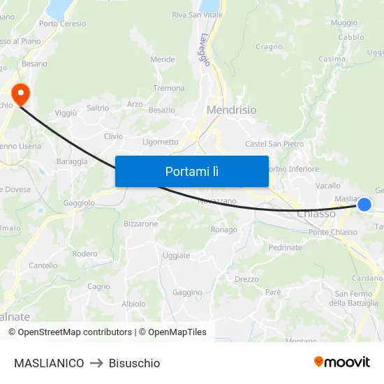 MASLIANICO to Bisuschio map
