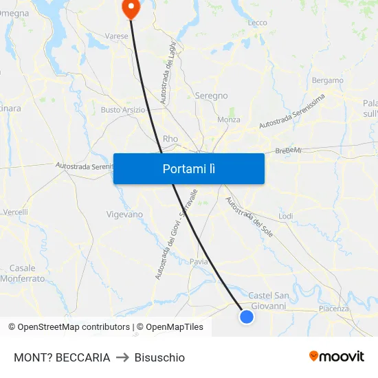 MONT? BECCARIA to Bisuschio map
