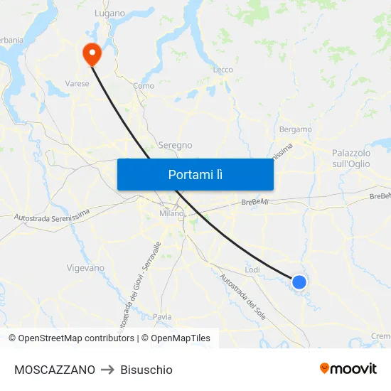 MOSCAZZANO to Bisuschio map