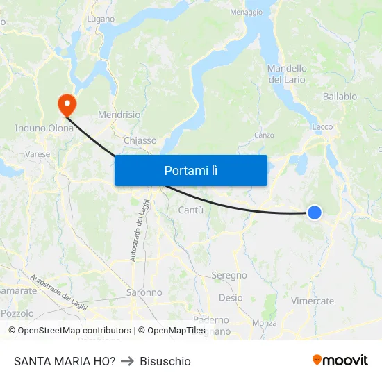 SANTA MARIA HO? to Bisuschio map