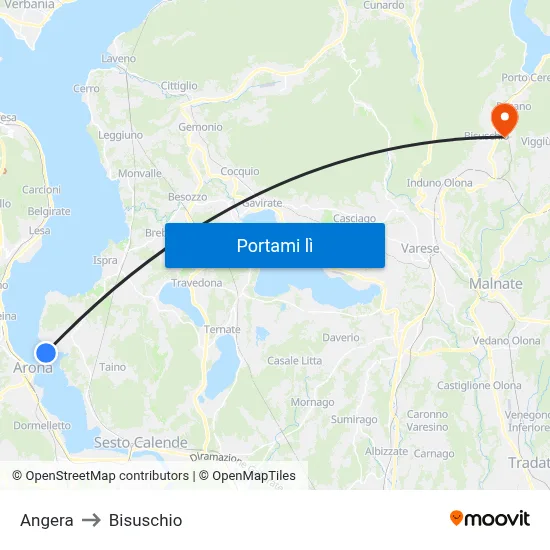 Angera to Bisuschio map