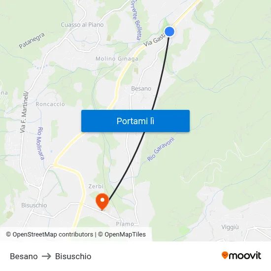 Besano to Bisuschio map
