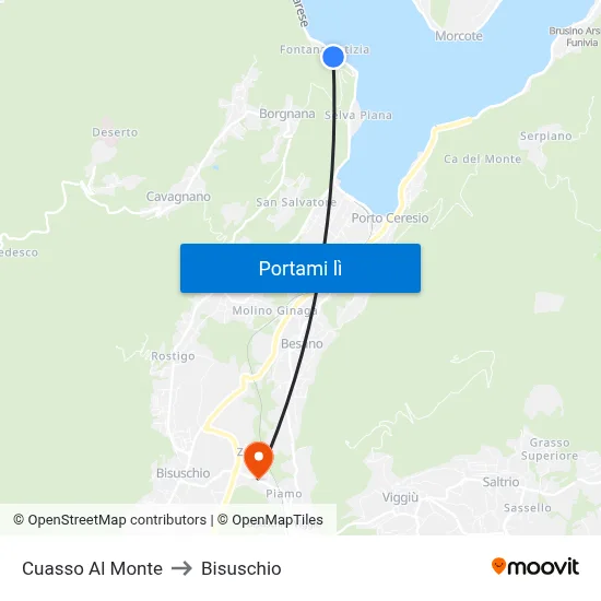 Cuasso Al Monte to Bisuschio map