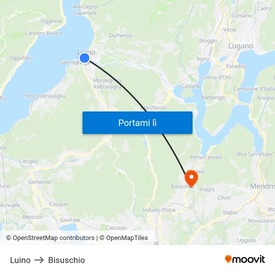 Luino to Bisuschio map