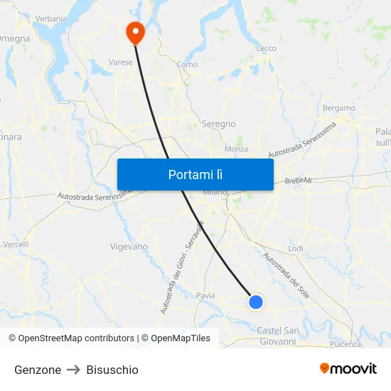 Genzone to Bisuschio map