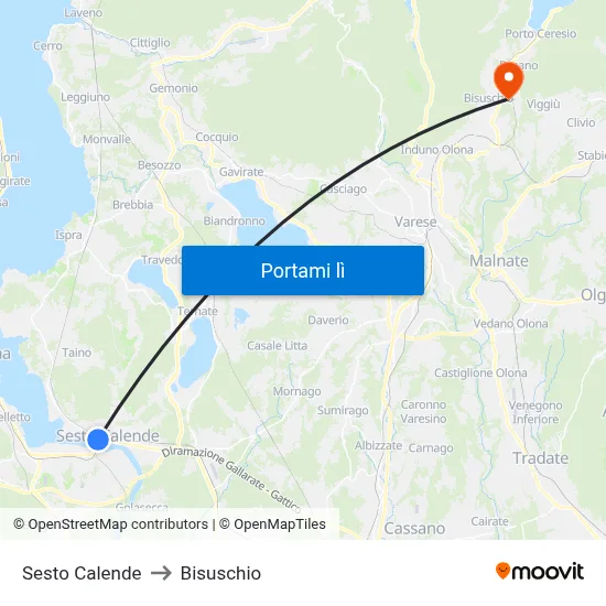 Sesto Calende to Bisuschio map