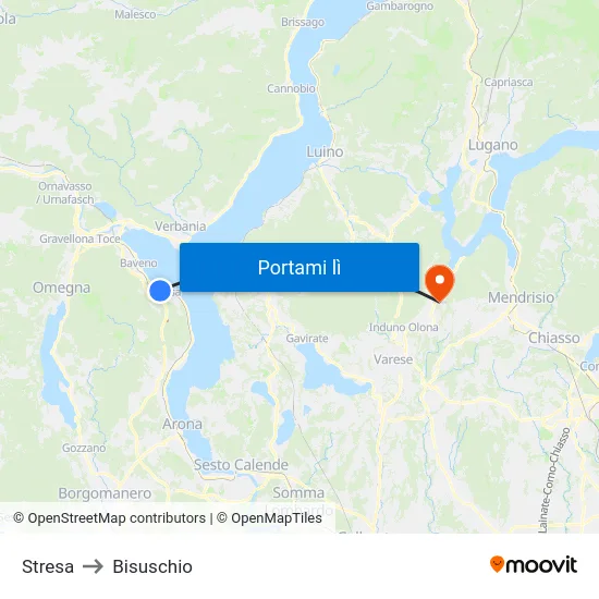 Stresa to Bisuschio map