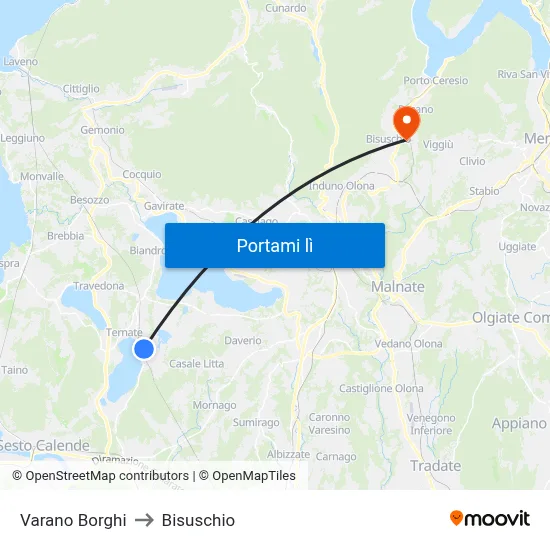 Varano Borghi to Bisuschio map