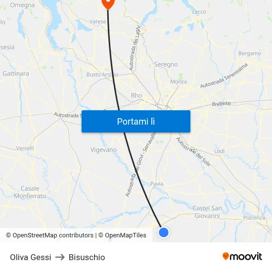 Oliva Gessi to Bisuschio map