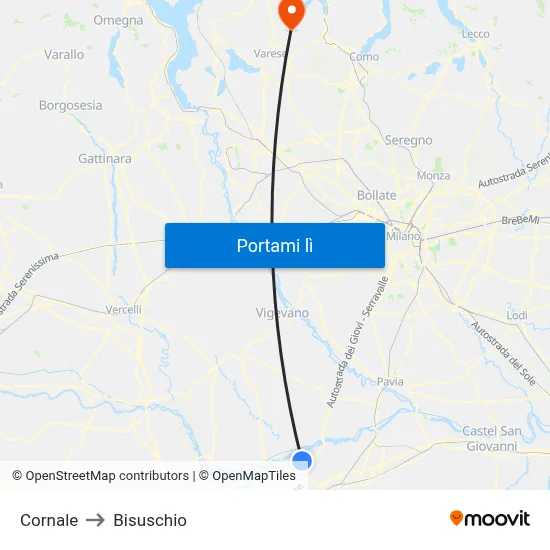 Cornale to Bisuschio map