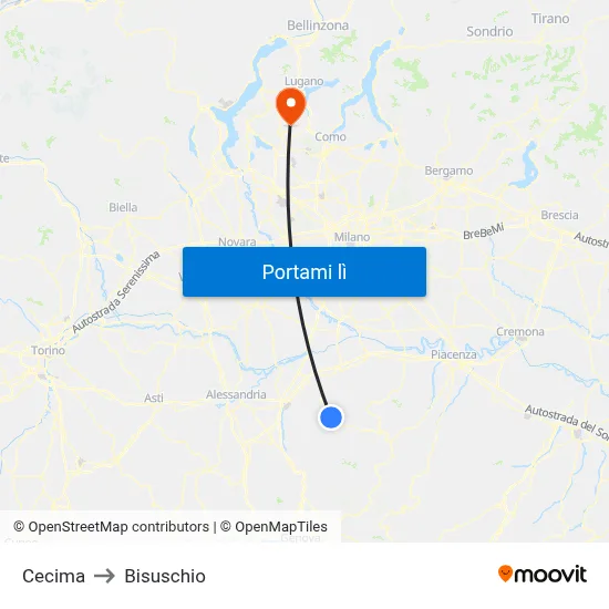 Cecima to Bisuschio map