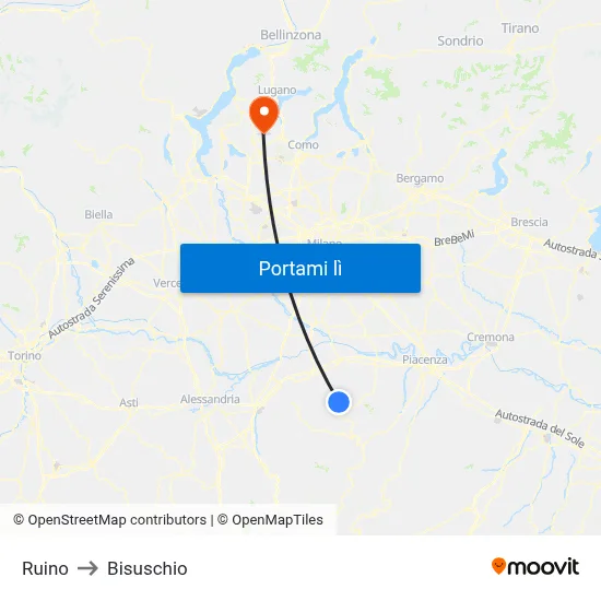 Ruino to Bisuschio map