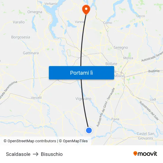 Scaldasole to Bisuschio map