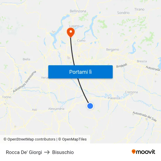 Rocca De' Giorgi to Bisuschio map