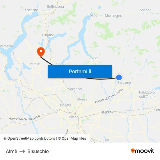 Almè to Bisuschio map
