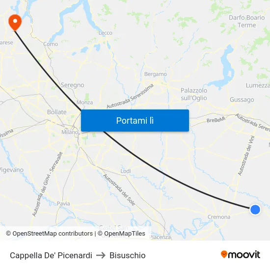 Cappella De' Picenardi to Bisuschio map