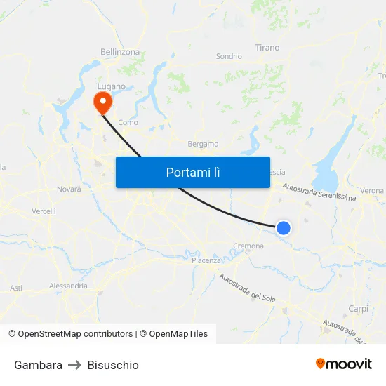 Gambara to Bisuschio map