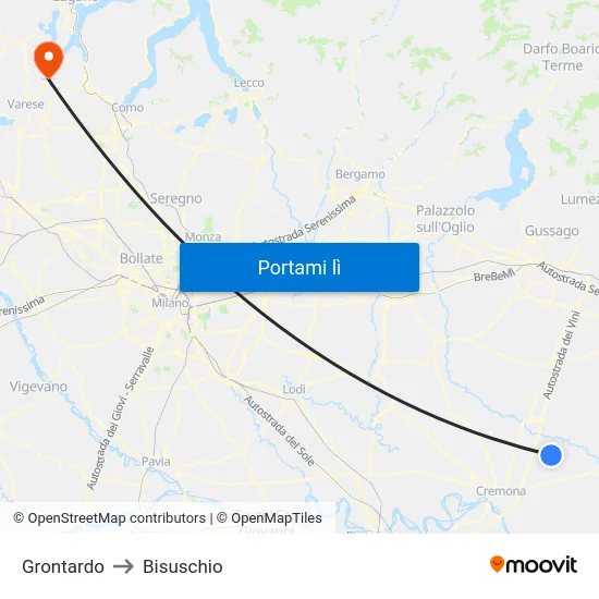 Grontardo to Bisuschio map