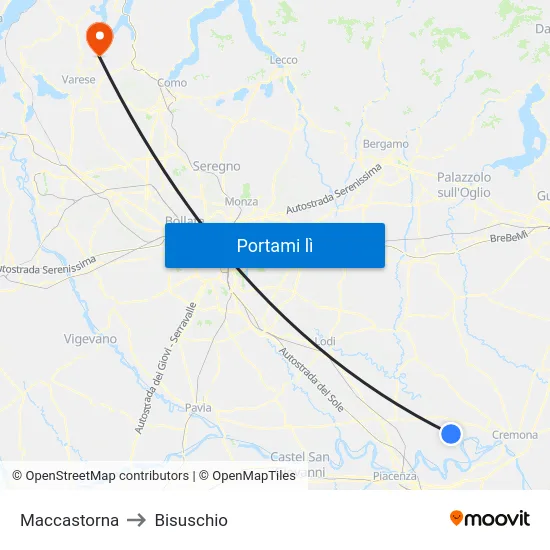 Maccastorna to Bisuschio map