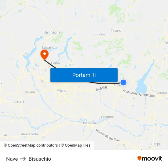 Nave to Bisuschio map