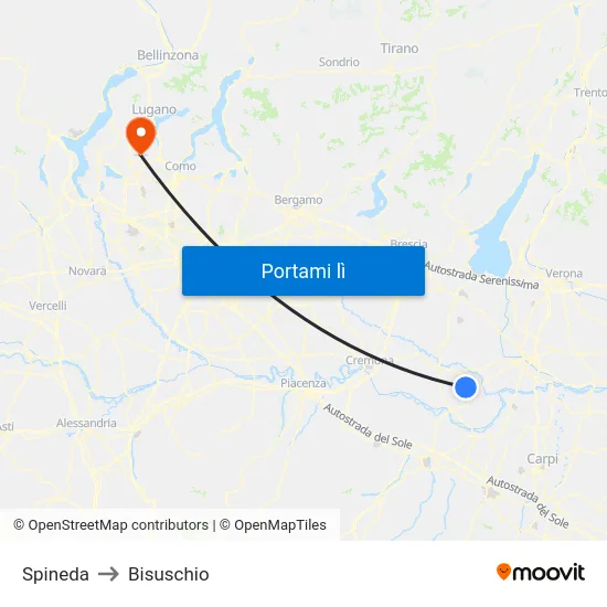 Spineda to Bisuschio map