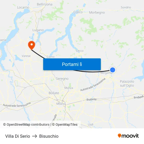 Villa Di Serio to Bisuschio map