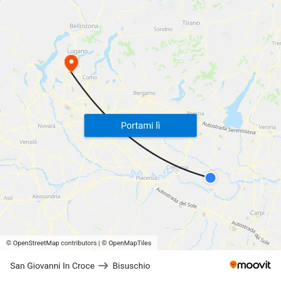San Giovanni In Croce to Bisuschio map