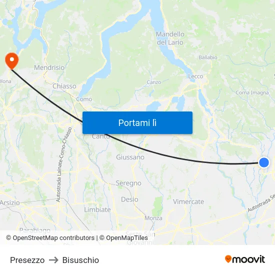 Presezzo to Bisuschio map
