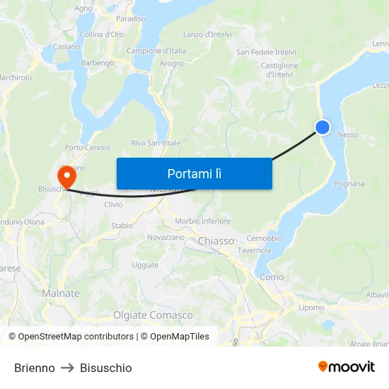 Brienno to Bisuschio map