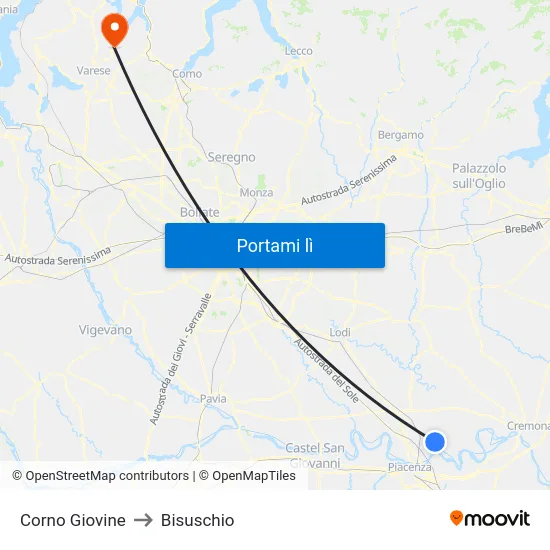 Corno Giovine to Bisuschio map
