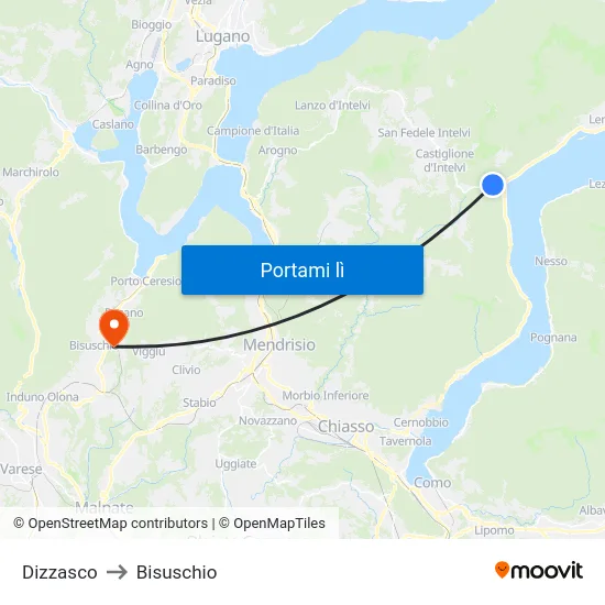 Dizzasco to Bisuschio map