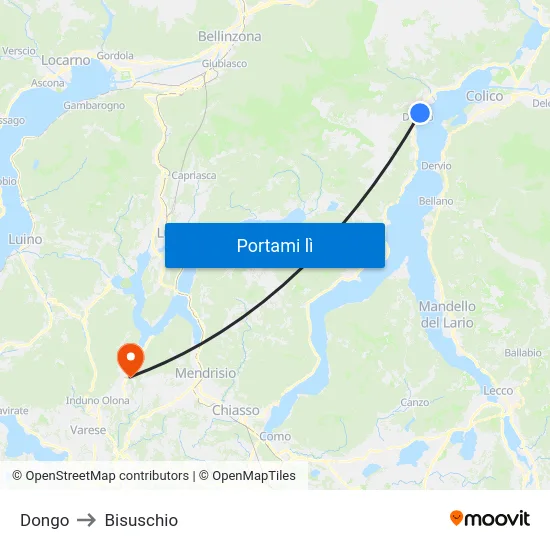 Dongo to Bisuschio map