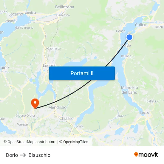 Dorio to Bisuschio map