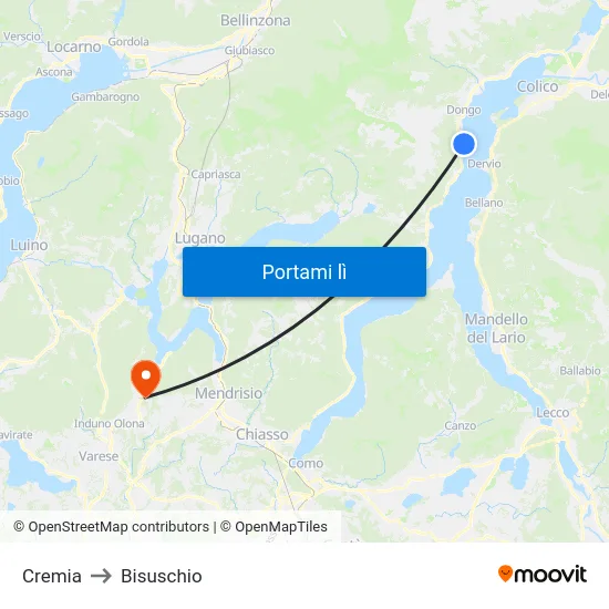 Cremia to Bisuschio map