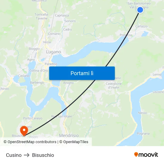 Cusino to Bisuschio map