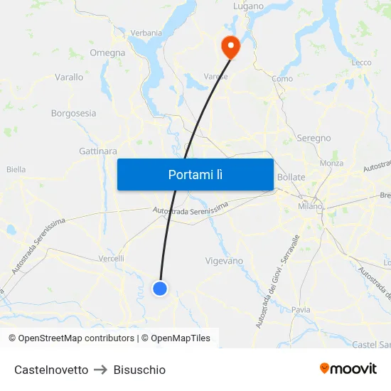 Castelnovetto to Bisuschio map