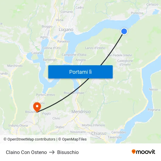 Claino Con Osteno to Bisuschio map
