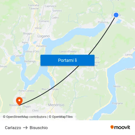 Carlazzo to Bisuschio map