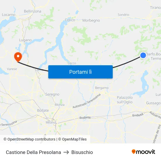 Castione Della Presolana to Bisuschio map